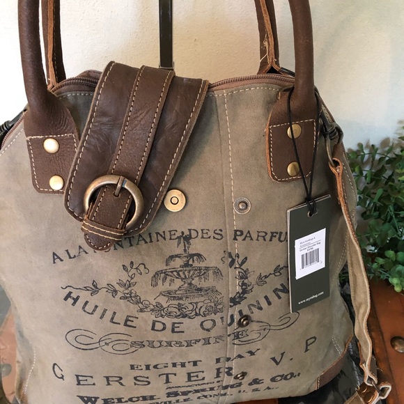 Myra upcycled Canvas Gerster Shoulder Bag Purse - Picture 5 of 7